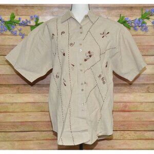 Vintage Citi Craze Ladies Embroidered Top XL Shoulder Pads Granny Core Cotton